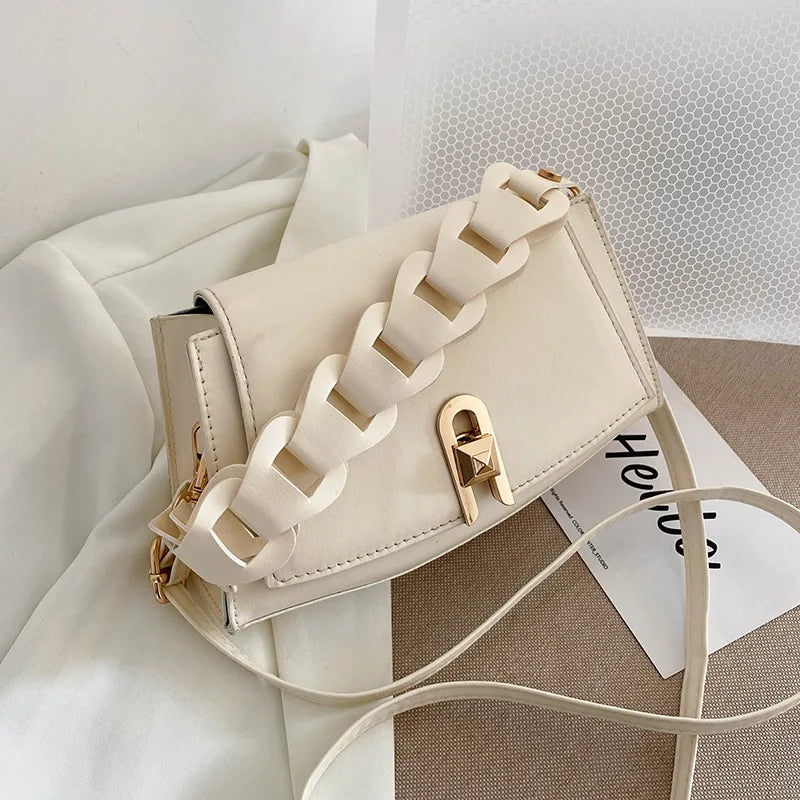 Solid Lock Woven Underarm Bag Lady Casual Versatile Shoulder Bags