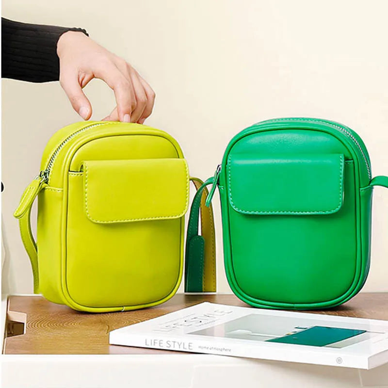 Women's High PU Leather Mini Messenger Bag Phone Handbag
