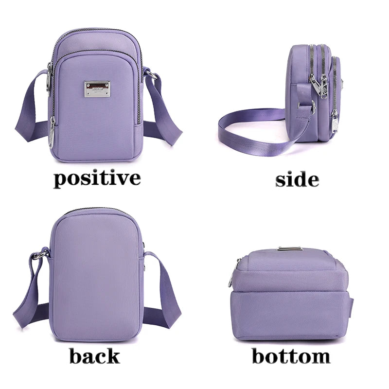 Solid Collection Crossbody Bag Lightweight Nylon Shoulder Bag