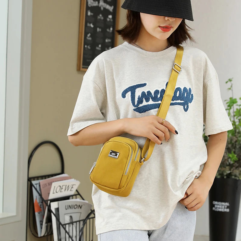 Solid Collection Crossbody Bag Lightweight Nylon Shoulder Bag