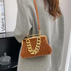Quilted Mini Crossbody Handbag for Women - Solid Color Shoulder Bag