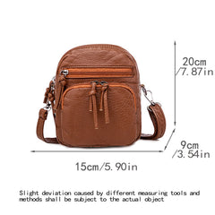 Vintage Leather Cross-body Bag Women Retro Shoulder Earphone Hole