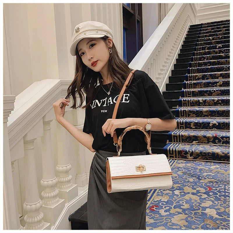 Stone Pattern Small Square Bag for Girls