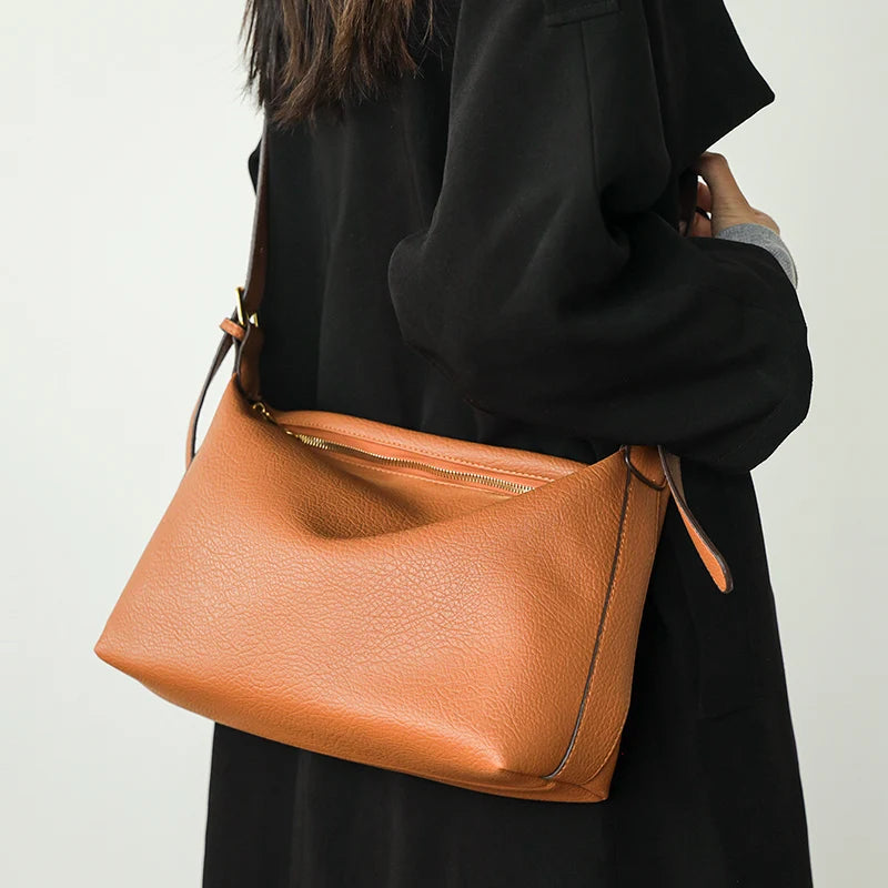 Women Shoulder Bags PU Leather Multi-function Zipper Big Pockets