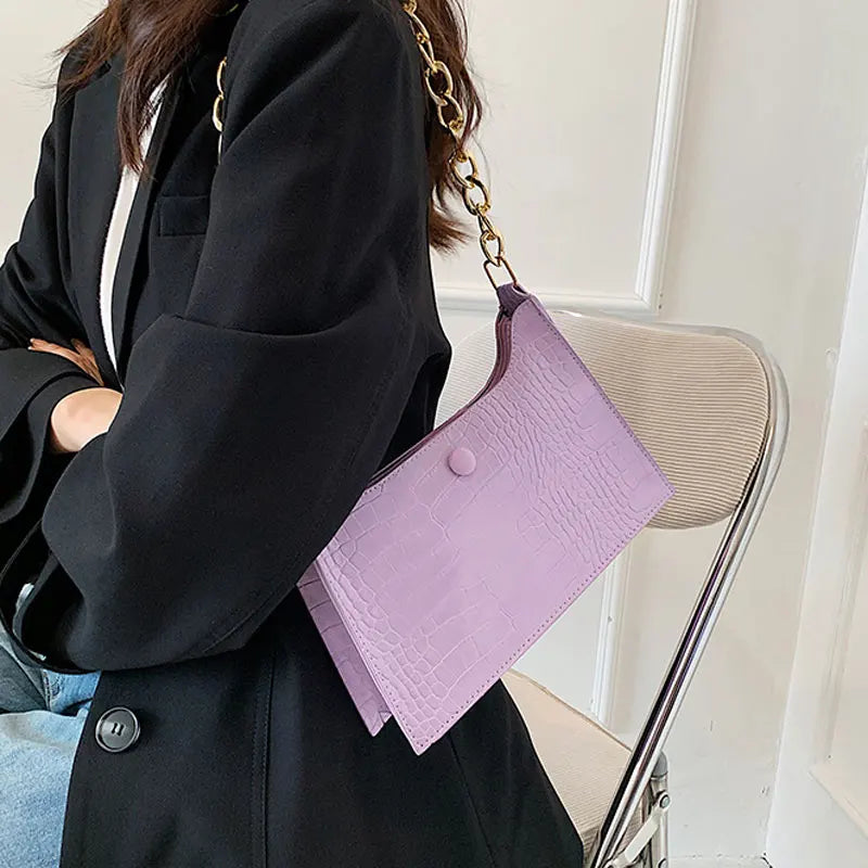 Soft Leather Single-Shoulder Square Handbag for Women