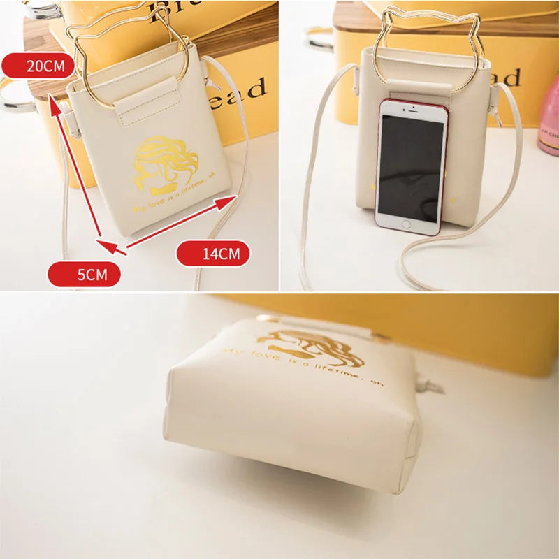 Cat Ear Shape Beach Bag Ladies' PU Leather Handbag