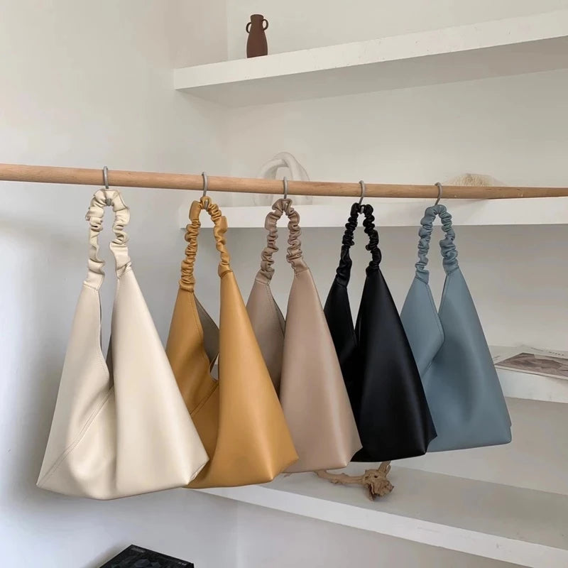 Women Bag Sets Ladies Small Shoulder Bag Soft PU Leather Plicated Strap