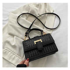 Women Belt Lock Single Shoulder Crossbody PU Leather Handbag