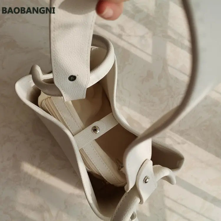 Women Bucket Bag Soft PU Leather Large Capacity Handbags