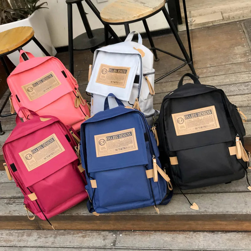 Women Casual Canvas Backpack Students School Bag Girl Large Capacity Travel Bag