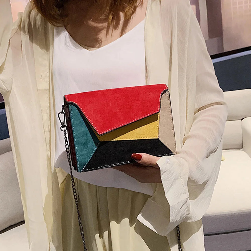 Small Panelled Shoulder Bag for Women Chains Crossbody Handbag