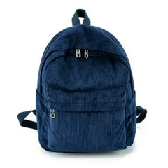 Women Corduroy Backpack Travel Rucksack School Shoulder Bag Gray Khaki