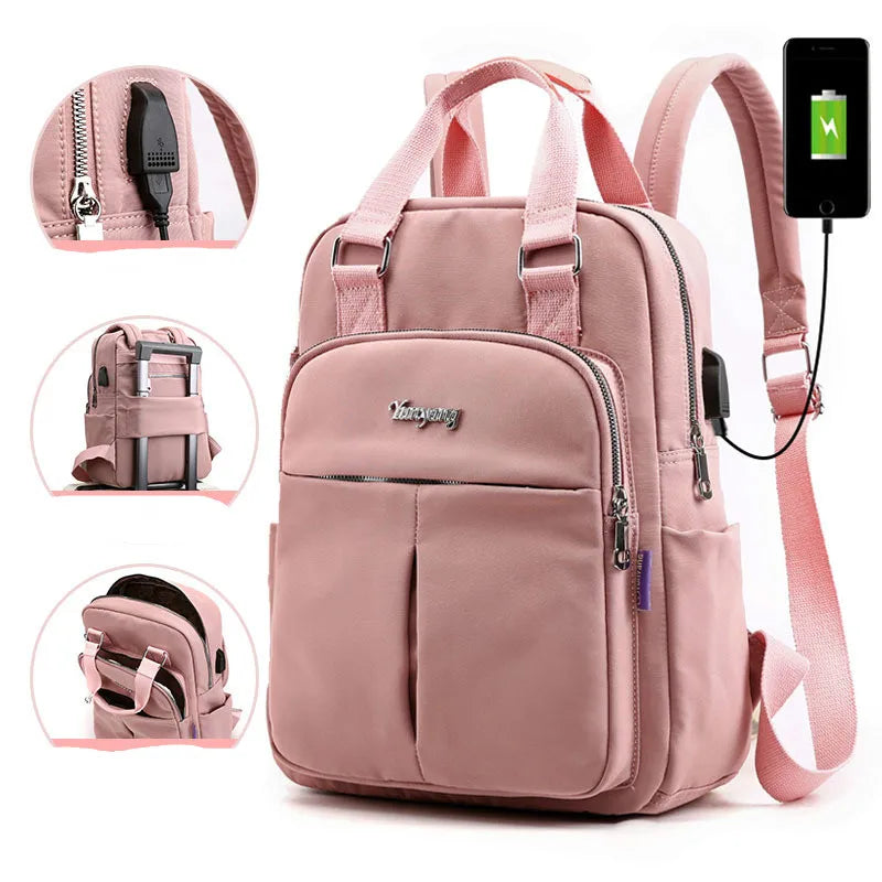 Large Capacity Nylon Waterproof Backpack for Women
