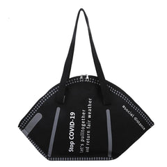 Women Large Mask Shopping Bag Canvas Shoulder Bag Tote Bag