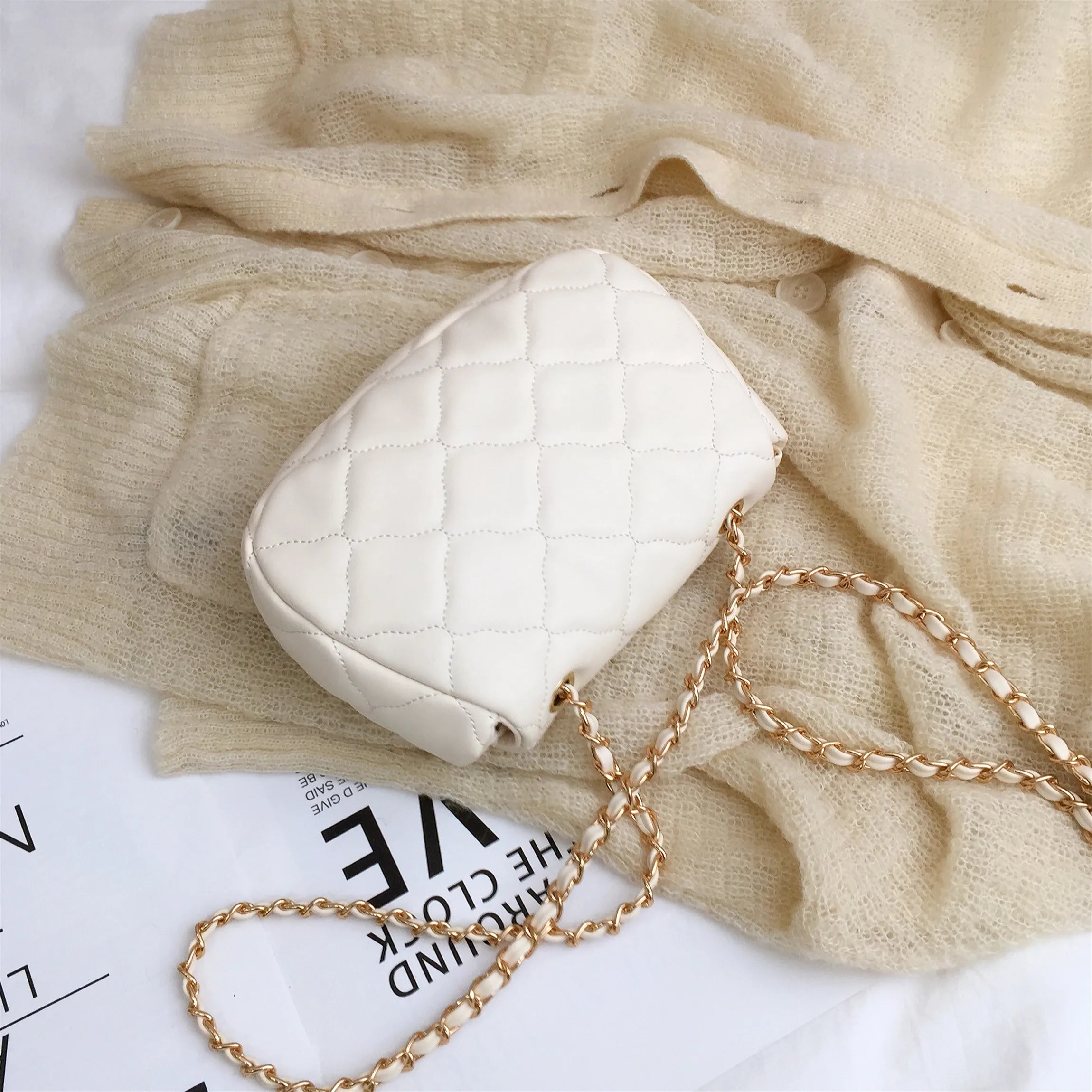 Wild Version Slung Shoulder Square Bag Mini Women Handbag Black/White