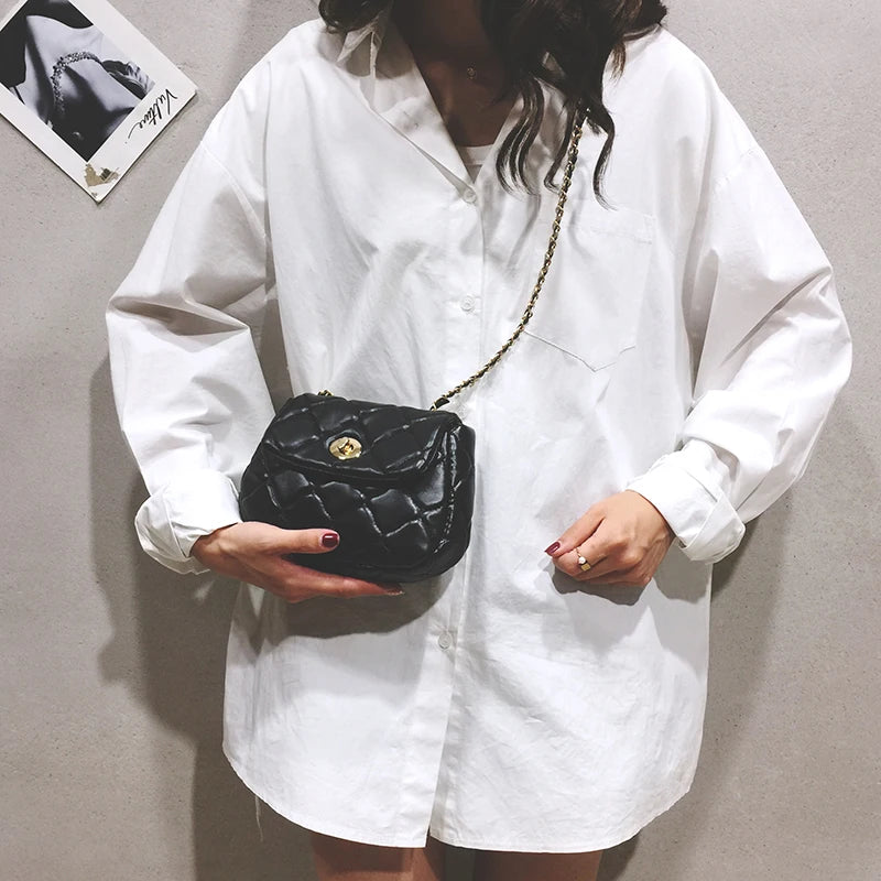 Wild Version Slung Shoulder Square Bag Mini Women Handbag Black/White