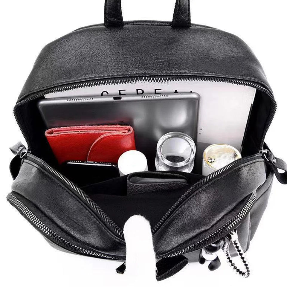 Women PU Leather Backpack Purse Cross Shoulders Daypack