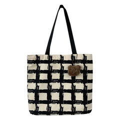 Women Shoulder Bags Plaid Handbag Student School Large Capacity Totes Canvas Bag