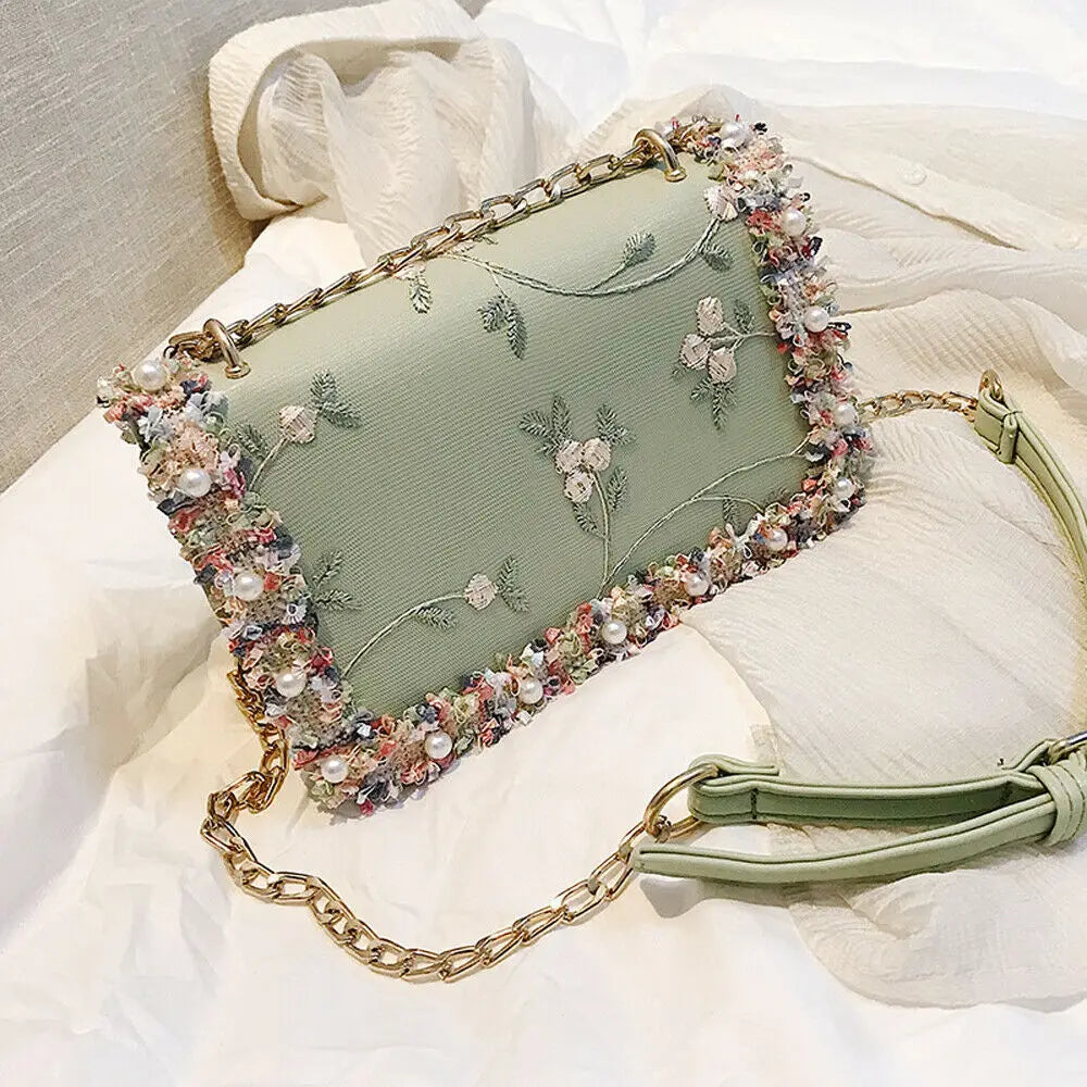 Women Shoulder Crossbody Bags Leather Lock Flap Handbag Chain Lady