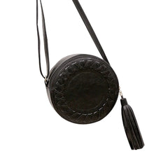 Women Tassel Round Weave Cross Body Bag Messenger Shoulder Bag B88