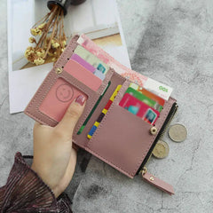 Print Flower PU Leather Women Wallet Short Purse