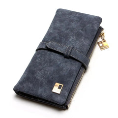 Nubuck Leather Zip Wallet Women's Long Purse Clutch