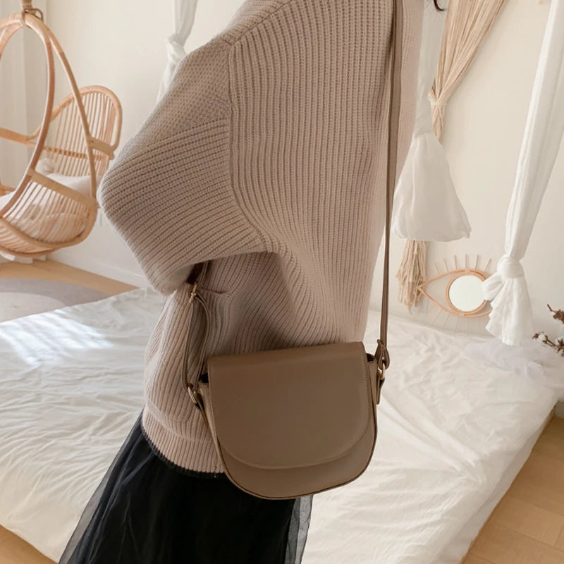 Crossbody Bag for Women Solid Flap Shoulder Tote Small Handbag