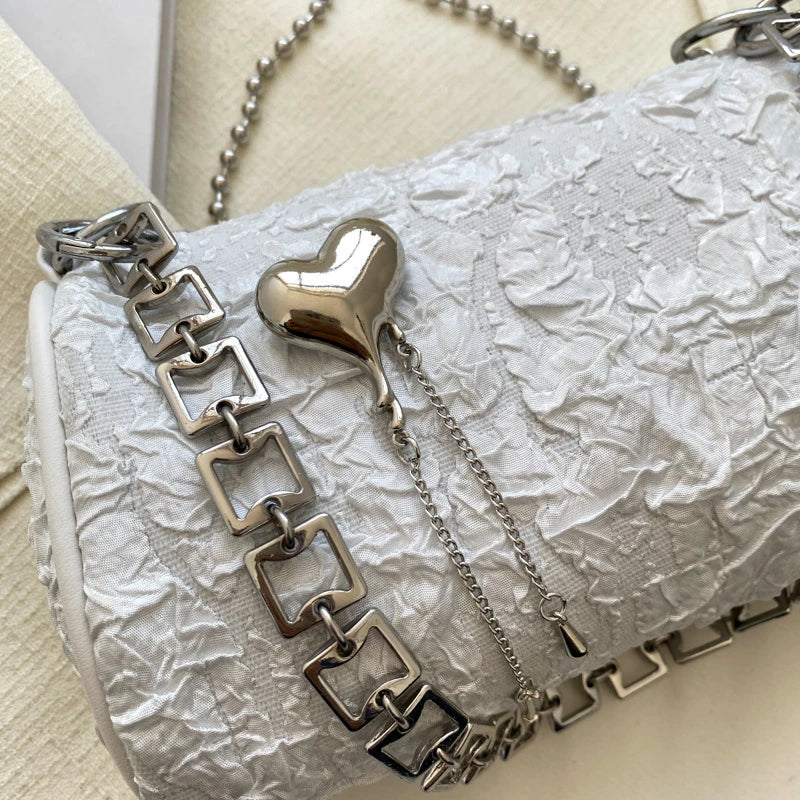 Women's Cylinder Shoulder Bag Love Small Messenger Metal Chain Wallet