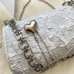 Women's Cylinder Shoulder Bag Love Small Messenger Metal Chain Wallet