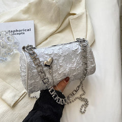 Women's Cylinder Shoulder Bag Love Small Messenger Metal Chain Wallet
