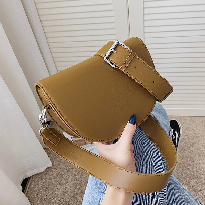 Women's Shoulder Messenger Saddle Bag Textured Western Pu Leather 