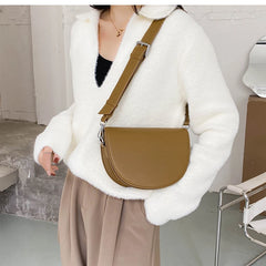 Women's Shoulder Messenger Saddle Bag Textured Western Pu Leather 