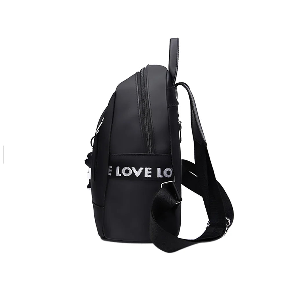 Women's Oxford Backpack School Travel Shoulder Bag with Bear Pendant