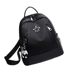 Women's Oxford Backpack School Travel Shoulder Bag with Bear Pendant