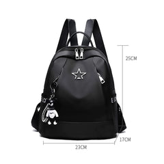 Women's Oxford Backpack School Travel Shoulder Bag with Bear Pendant