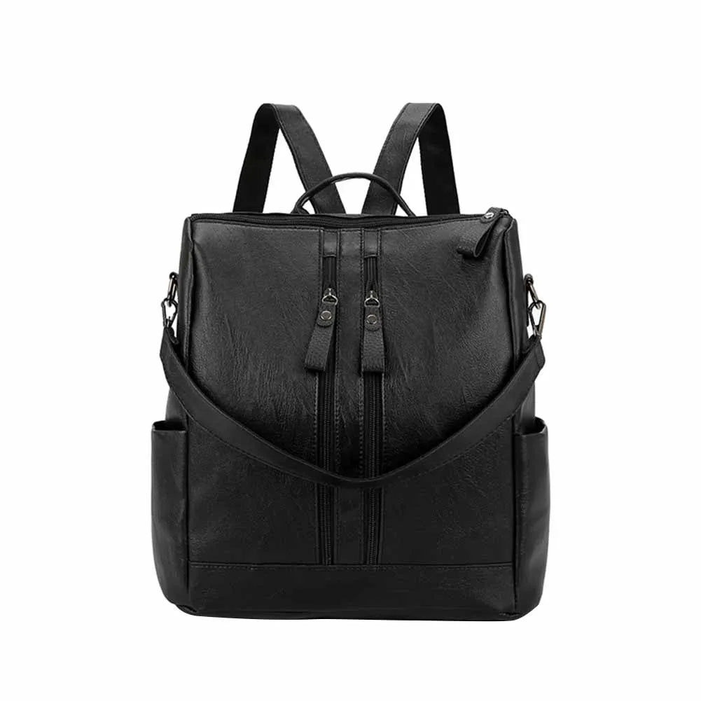 Women's PU Leather Backpack Large Capacity Shoulder Bag