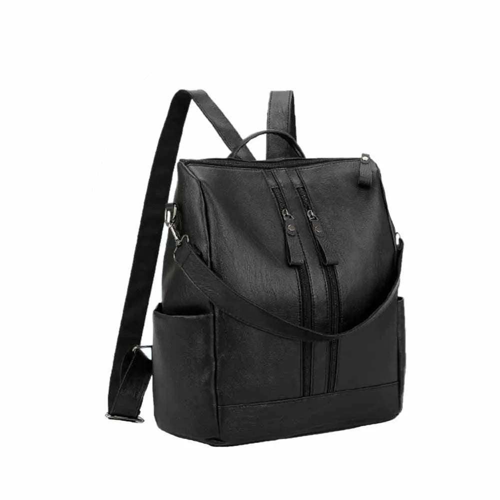 Women's PU Leather Backpack Large Capacity Shoulder Bag