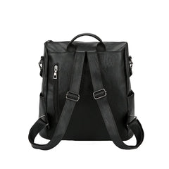 Women's PU Leather Backpack Large Capacity Shoulder Bag