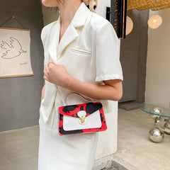 Cow Milk Print Square Bag PU Leather Messenger Bag