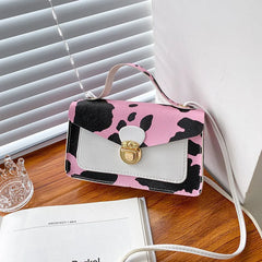 Cow Milk Print Square Bag PU Leather Messenger Bag
