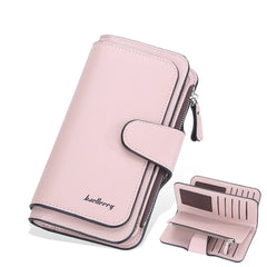 Women's Long Wallet with Buckle and Zipper