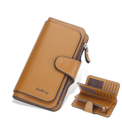 Women's Long Wallet with Buckle and Zipper