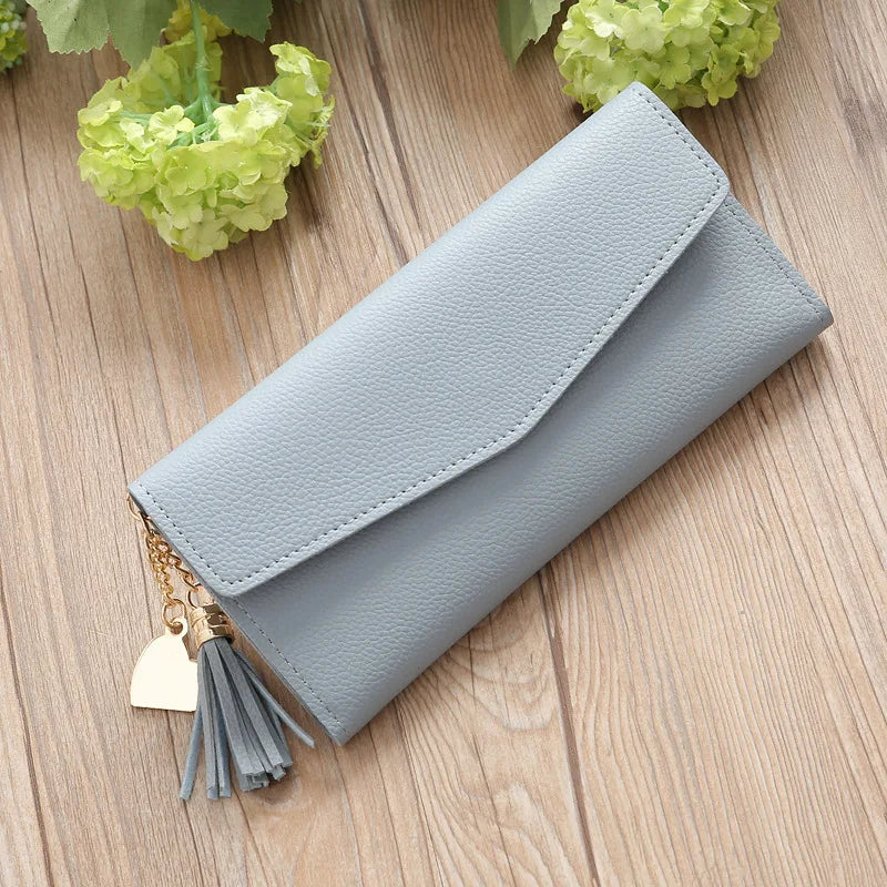 Red Tassel Clutch Wallet Soft PU Leather