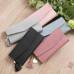 Red Tassel Clutch Wallet Soft PU Leather