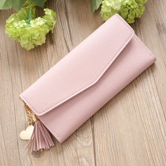 Red Tassel Clutch Wallet Soft PU Leather