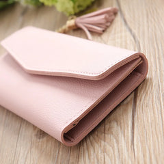 Red Tassel Clutch Wallet Soft PU Leather