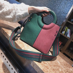 Matter PU Leather Panelled Women handbag Ladies Shoulder Bag