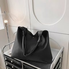 Stylish PU Leather Bucket Tote Shopping Bag High Capacity