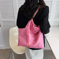 Solid Chain Shine Bag Women Party High Capacity Tote Multifunction Handbags