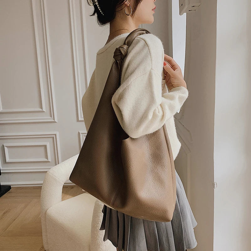 Fashionable Women Shoulder Bags Top PU Leather High Capacity Shopping